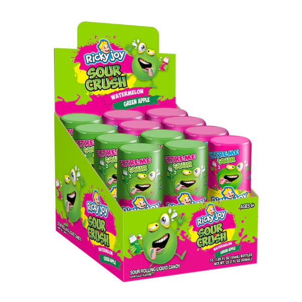 SOUR CRUSH ROLLING LIQUID CANDY WATER MELON AND GREEN APPLE